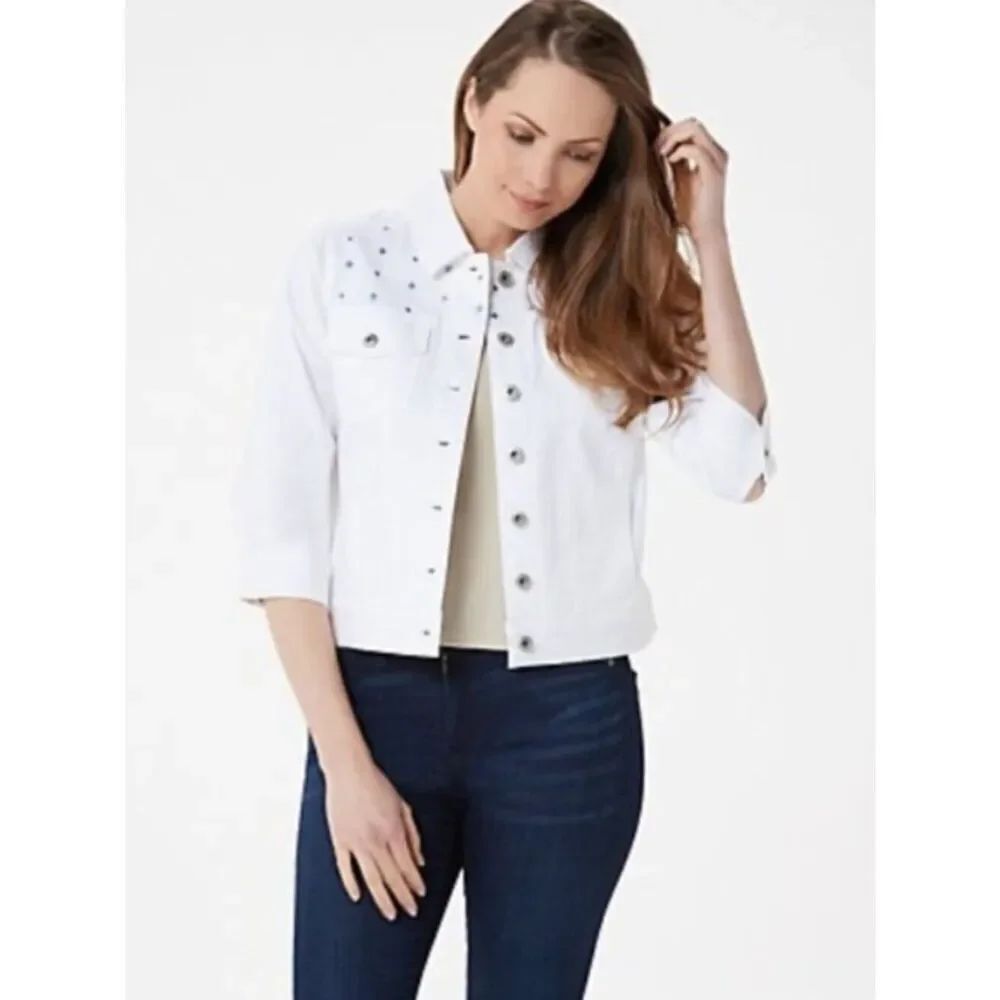 NWOT Denim & Co. Stretch Twill Denim Jacket | Size XXS